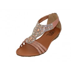 W8702L-RG - Wholesale Women's "Easy USA" Rhinestone Upper Comfortable Sandals (*Rose Gold Color) 